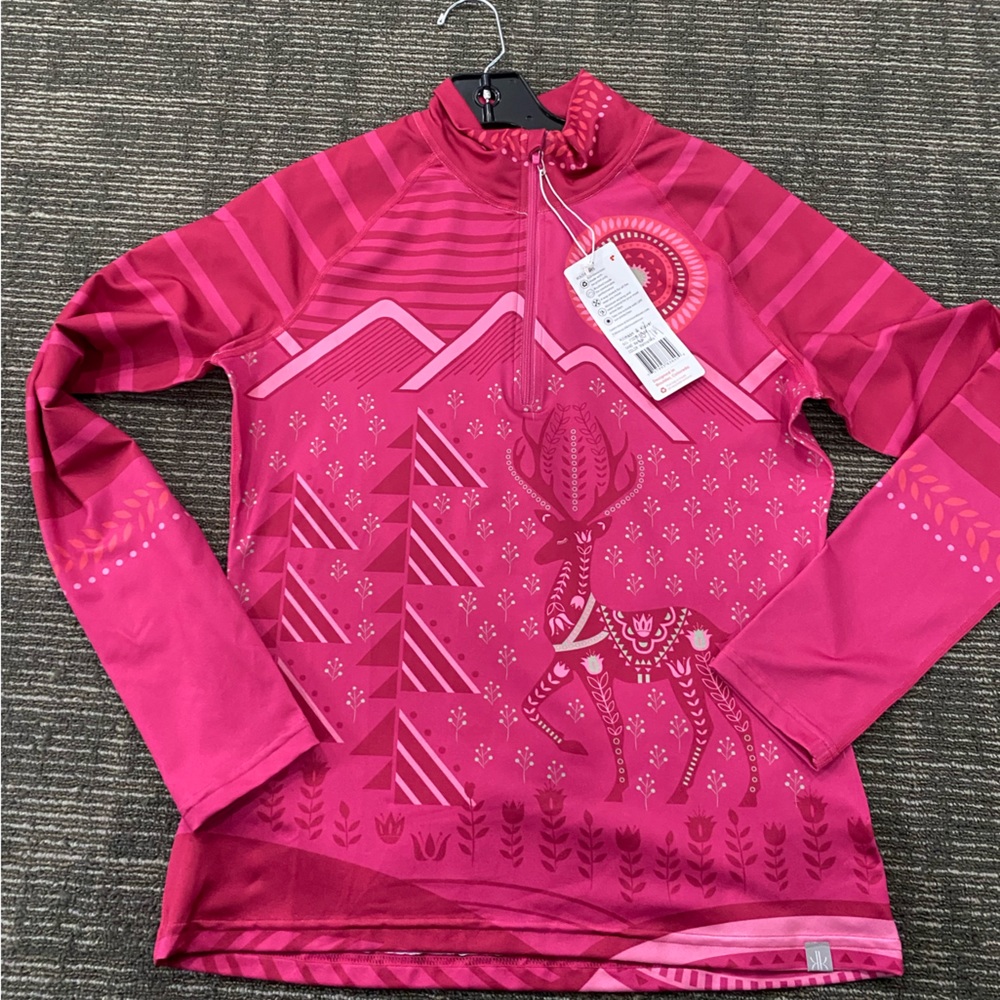 NWT 1/4 Zip Base layer by Krimson Klover winter motif